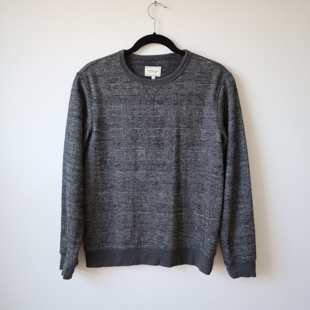 Frank & Oak Grey Checker Design Sweater, Size Small